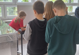 Uczniowie oddają głosy na swoich kandydatów.