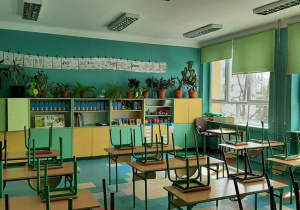 Budynek przy ulicy Małej Piętnastki 1. Sala lekcyjna.